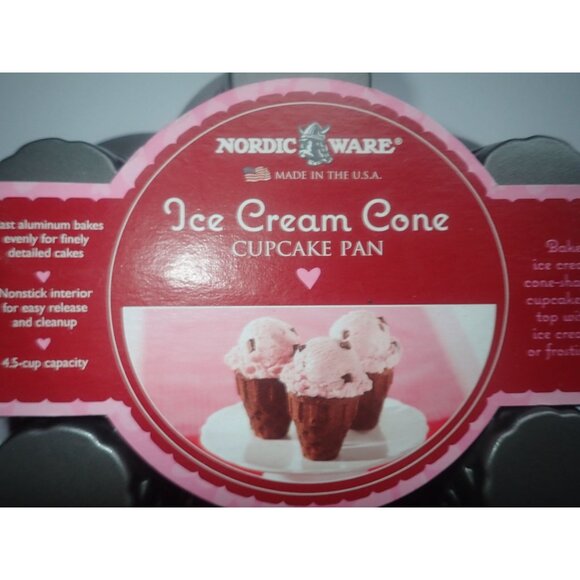 Nordic Ware Ice Cream Cone Cupcake Pan 4-Cup Capacity Nonstick Aluminum Bakeware - Picture 4 of 5